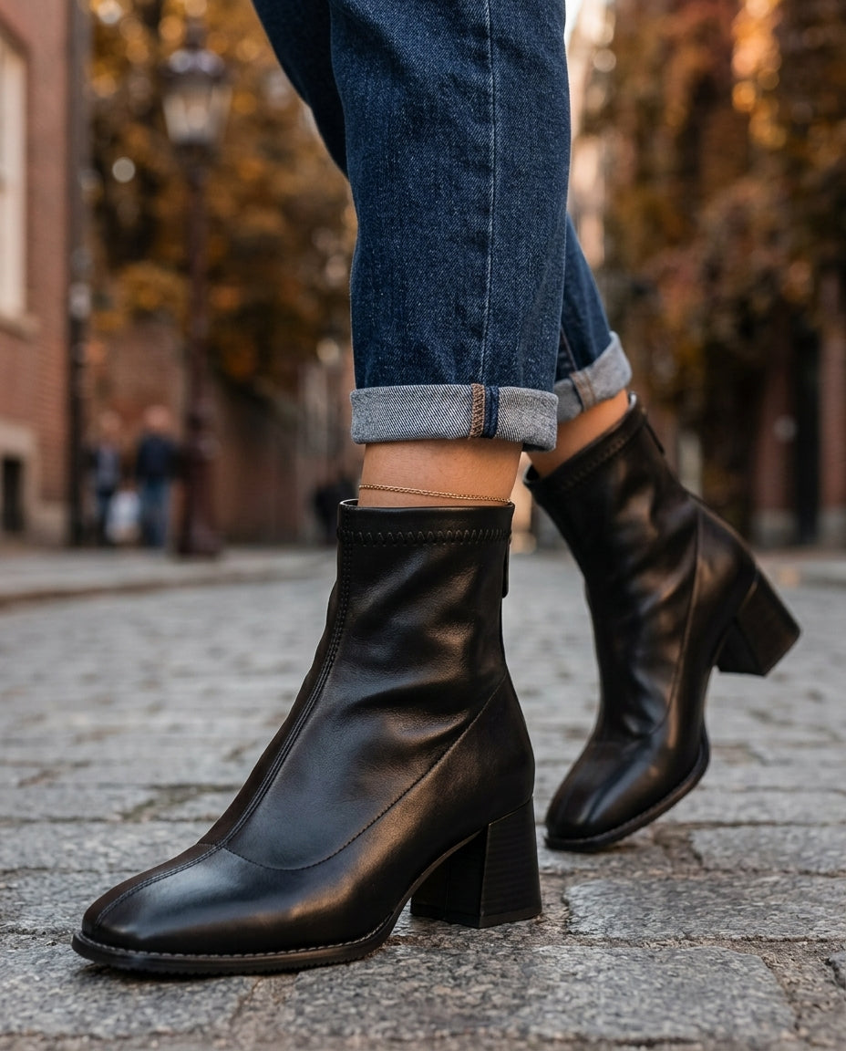 Linnea Women's Leather Block Heel Boots