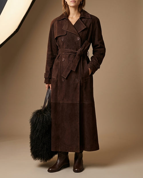 Bronwyn Women's Belted Suede Coat
