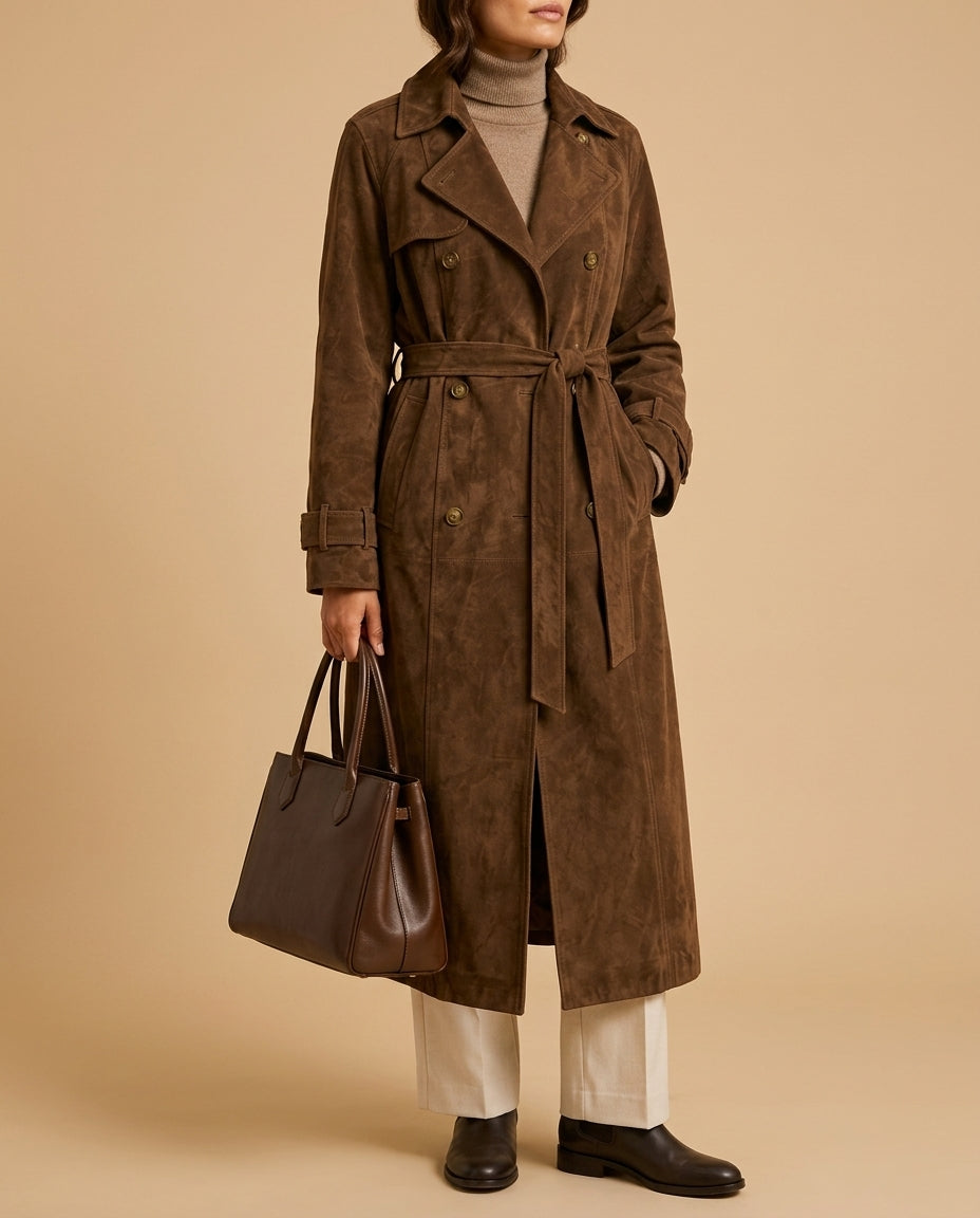 Bronwyn Women's Belted Suede Coat