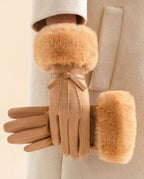 Fenella Women's Suede Faux Fur Gloves