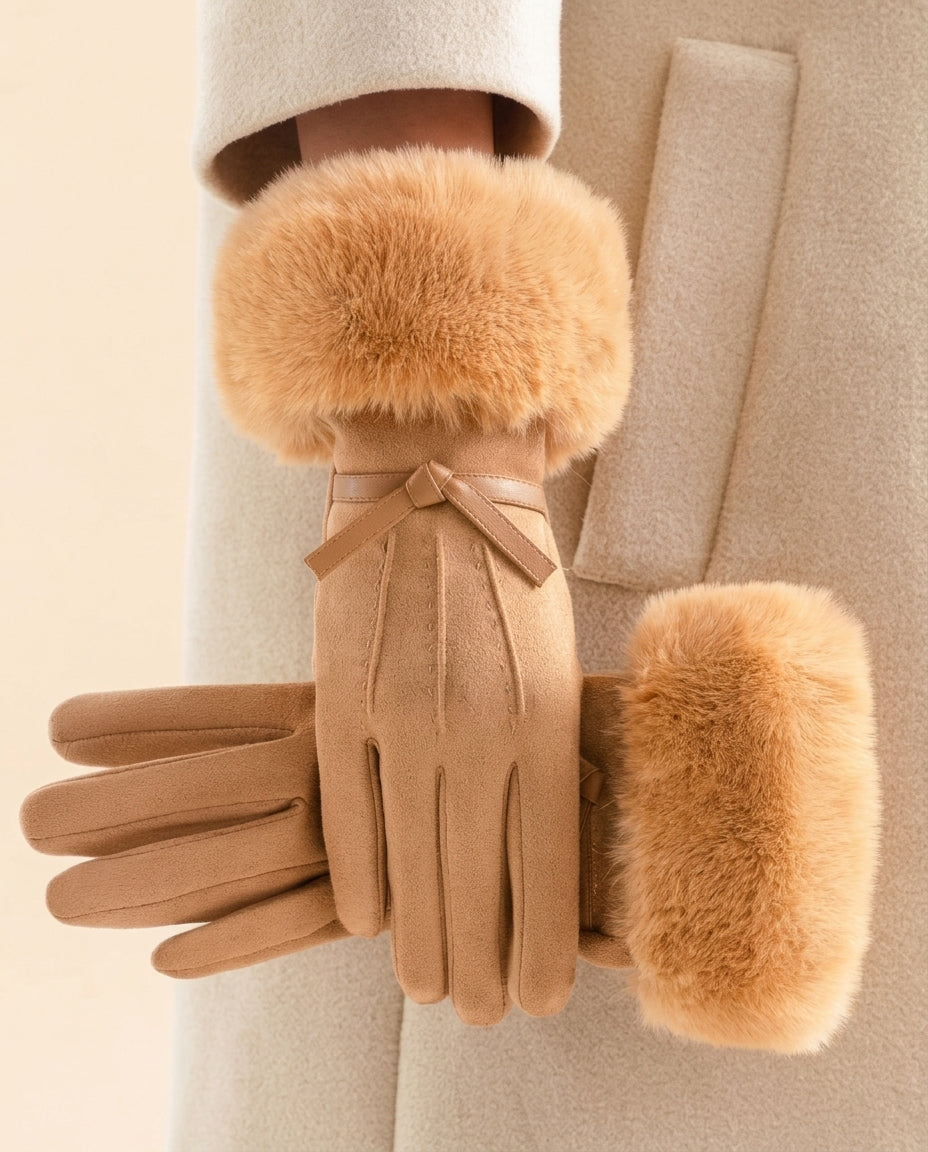 Fenella Women's Suede Faux Fur Gloves