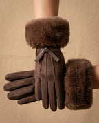 Fenella Women's Suede Faux Fur Gloves