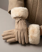 Fenella Women's Suede Faux Fur Gloves