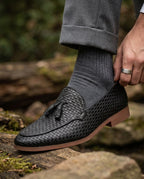 Lorcan Men's Woven Leather Tassel Loafers