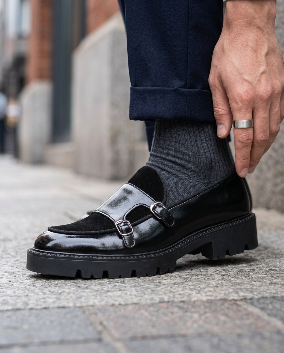Fintan Men's Two Tone Buckle Loafers