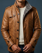 Conrad Men's Leather Tailored Winter Coat