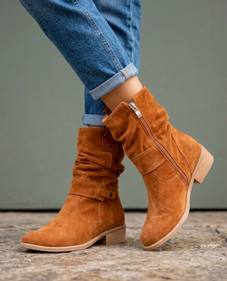 Elowyn Women's Suede Slouch Mid Calf Boots