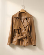 Romy Women's Belted Vegan Leather Jacket