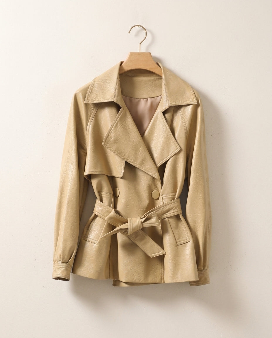 Romy Women's Belted Vegan Leather Jacket