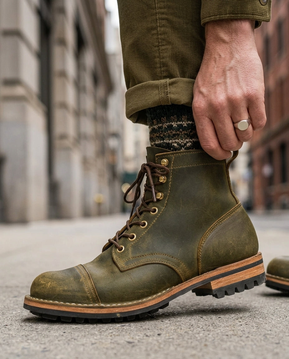 Fergus Men's Faux Leather Lace Up Boots