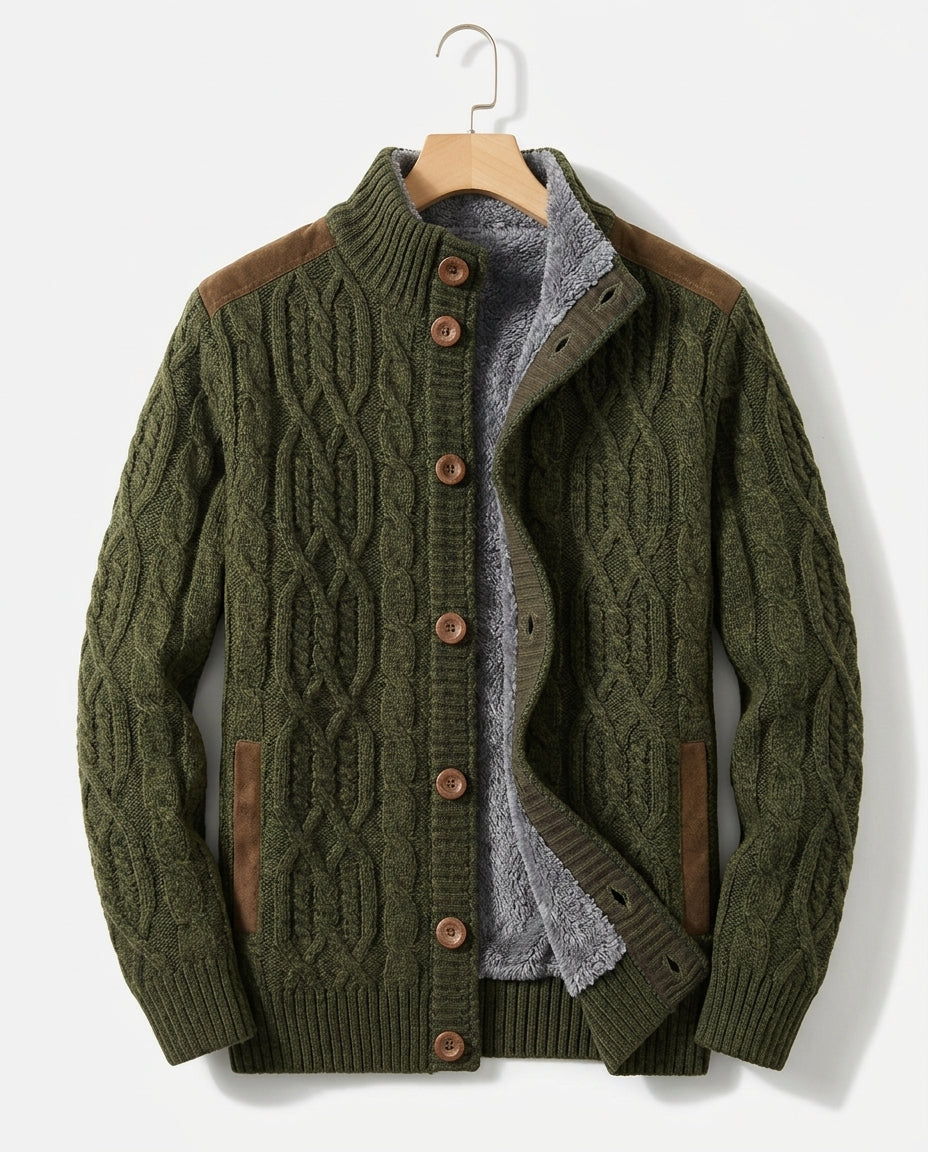 Rory Men's Fleece Lined Cable Cardigan