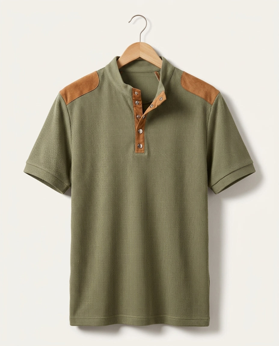 Ridley Men's Textured Henley Polo Shirt