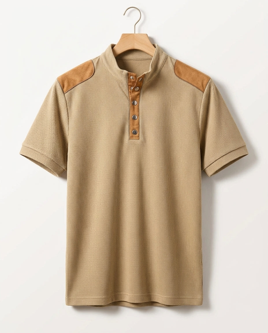 Ridley Men's Textured Henley Polo Shirt