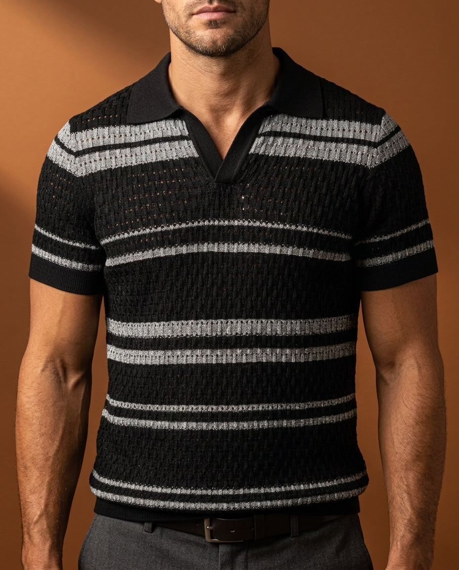 Marsden Men's Striped Knit Polo Shirt
