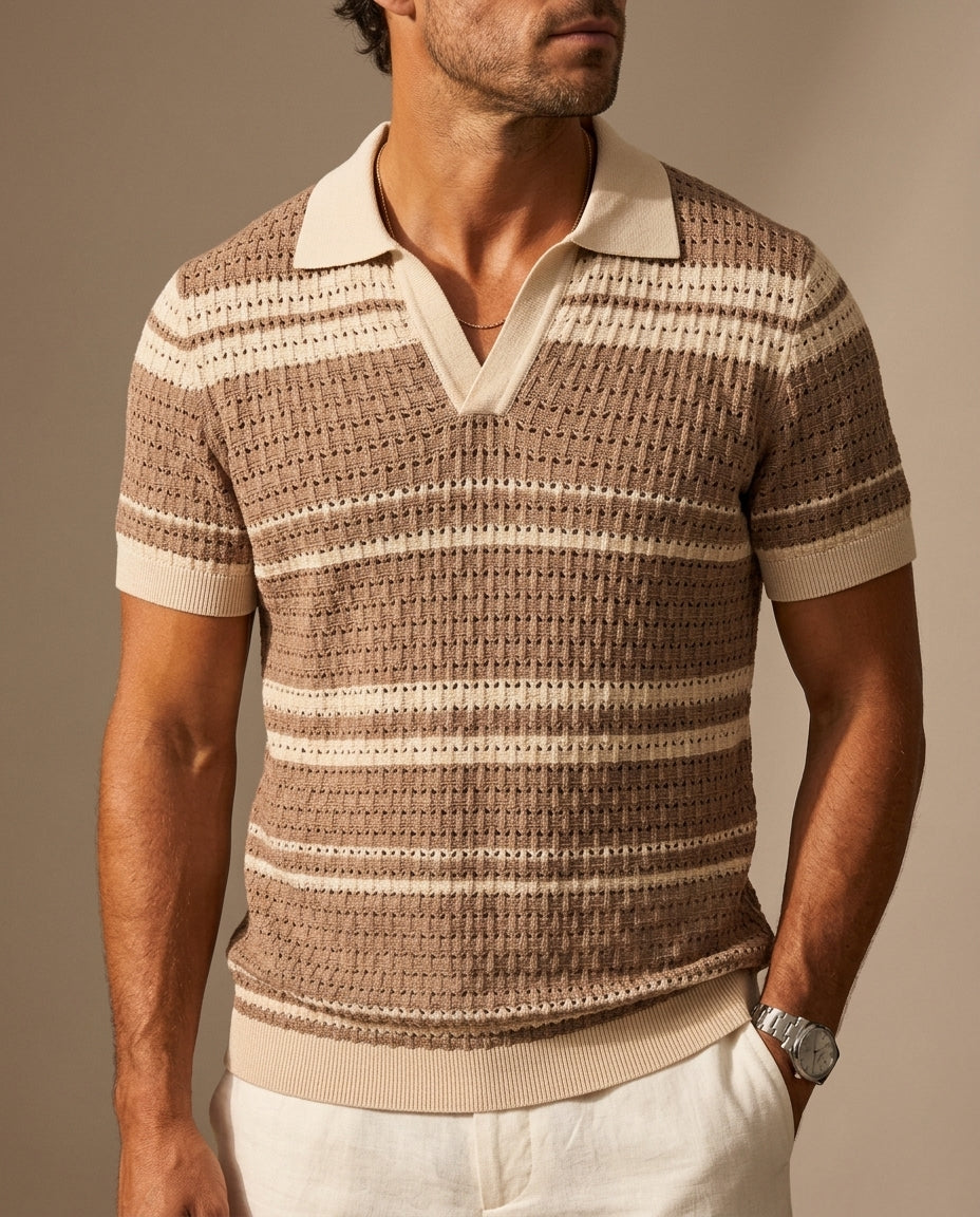 Marsden Men's Striped Knit Polo Shirt