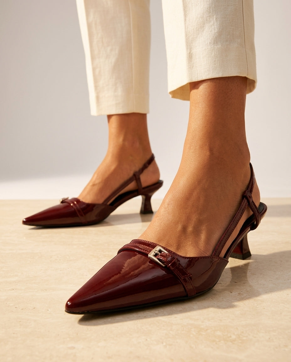 Marlowe Women's Leather Pointed-Toe Slingbacks