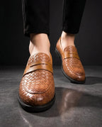 Sinclair Men's Croc Embossed Leather Loafers