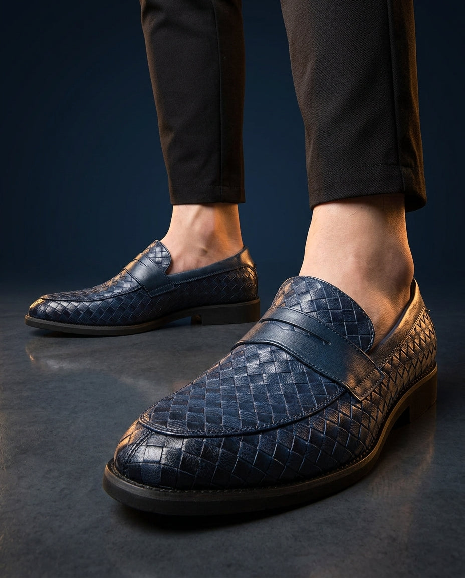 Sinclair Men's Croc Embossed Leather Loafers