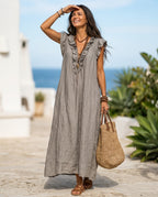 Hadley Women's Ruffle Flutter Sleeve Maxi Dress