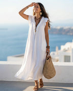 Hadley Women's Ruffle Flutter Sleeve Maxi Dress