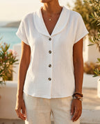 Eleanor Women's Pleated V-Neck Blouse