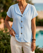 Eleanor Women's Pleated V-Neck Blouse