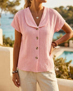 Eleanor Women's Pleated V-Neck Blouse
