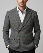 Ashford Men's Double-Breasted Check Blazer