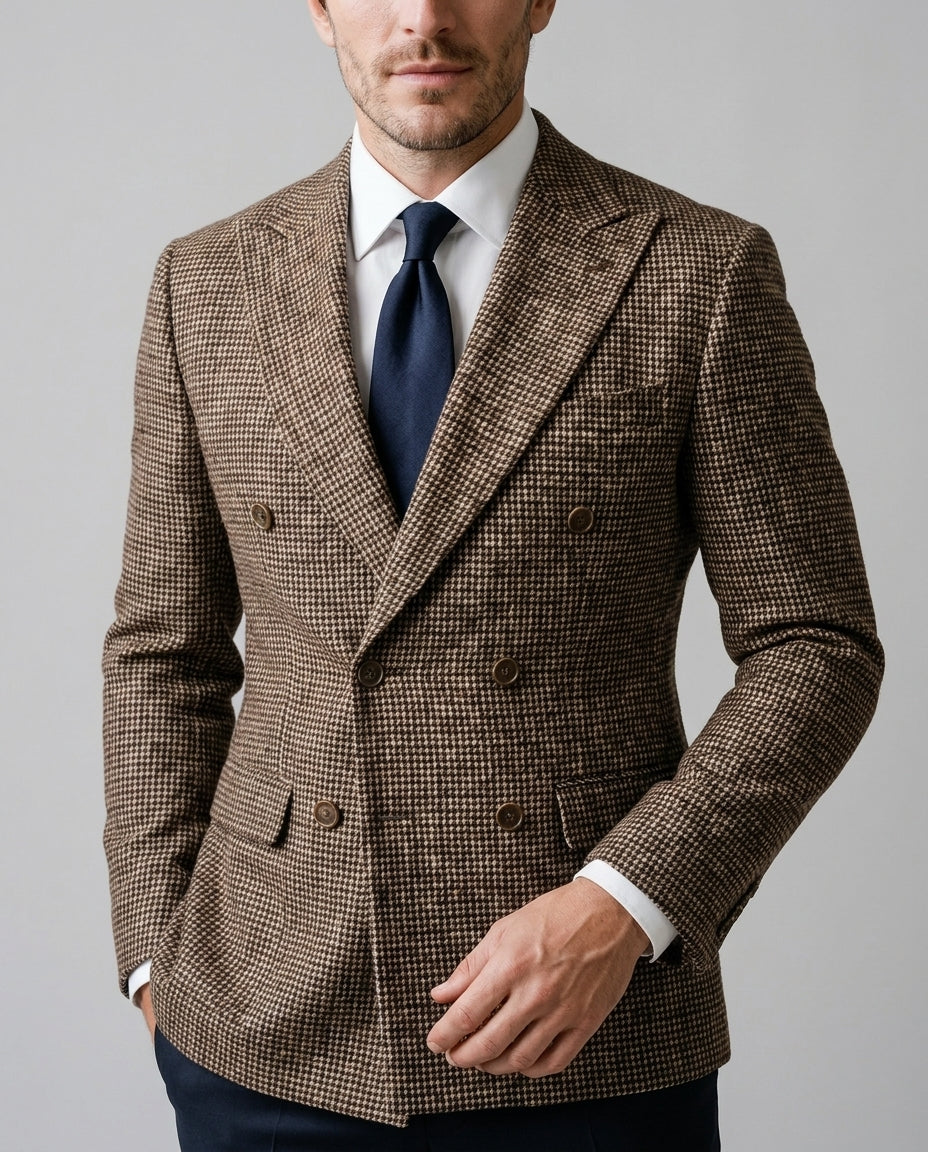 Ashford Men's Double-Breasted Check Blazer