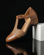 Josephine Women's Woven T-Strap Heels