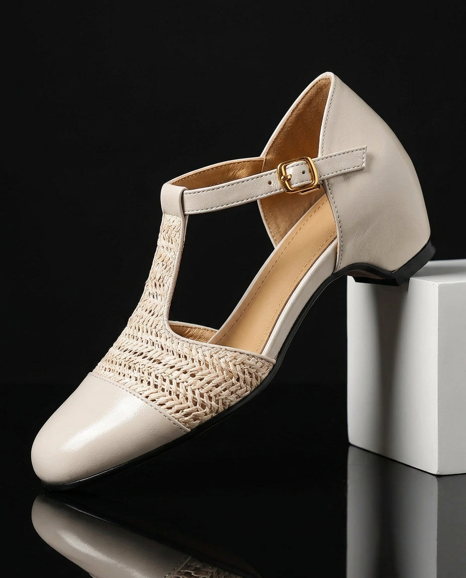 Josephine Women's Woven T-Strap Heels