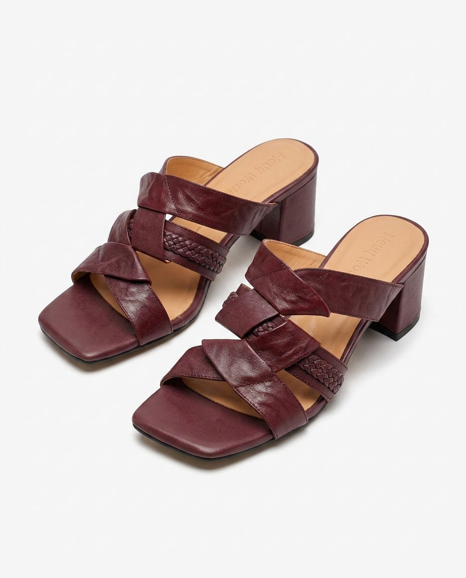 Everly Women's Leather Square-Toe Slides