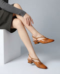 Whitney Women's Leather Cross-Strap Slingbacks