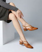 Whitney Women's Leather Cross-Strap Slingbacks