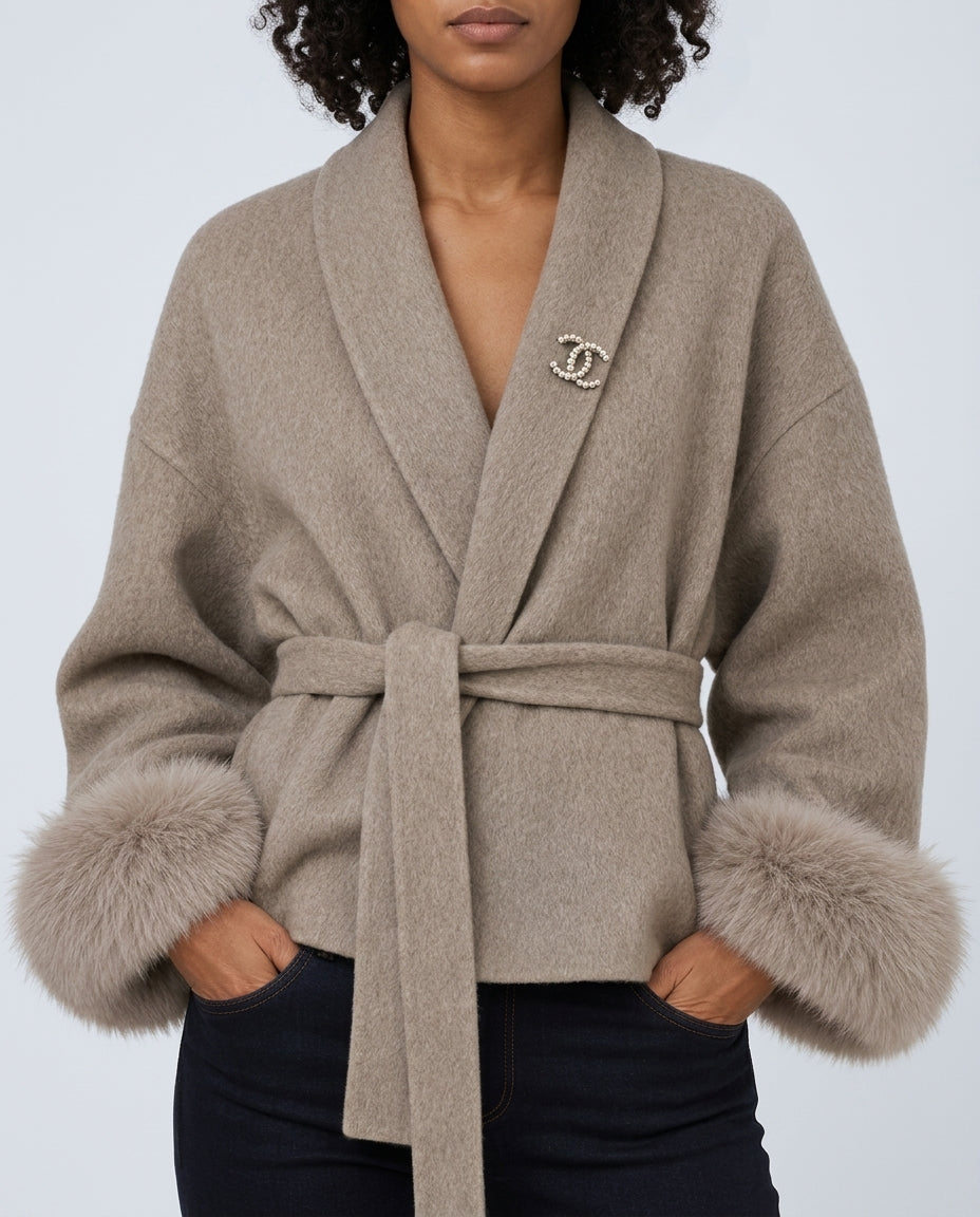 Eleanor Women's Wool Cropped Trench Coat