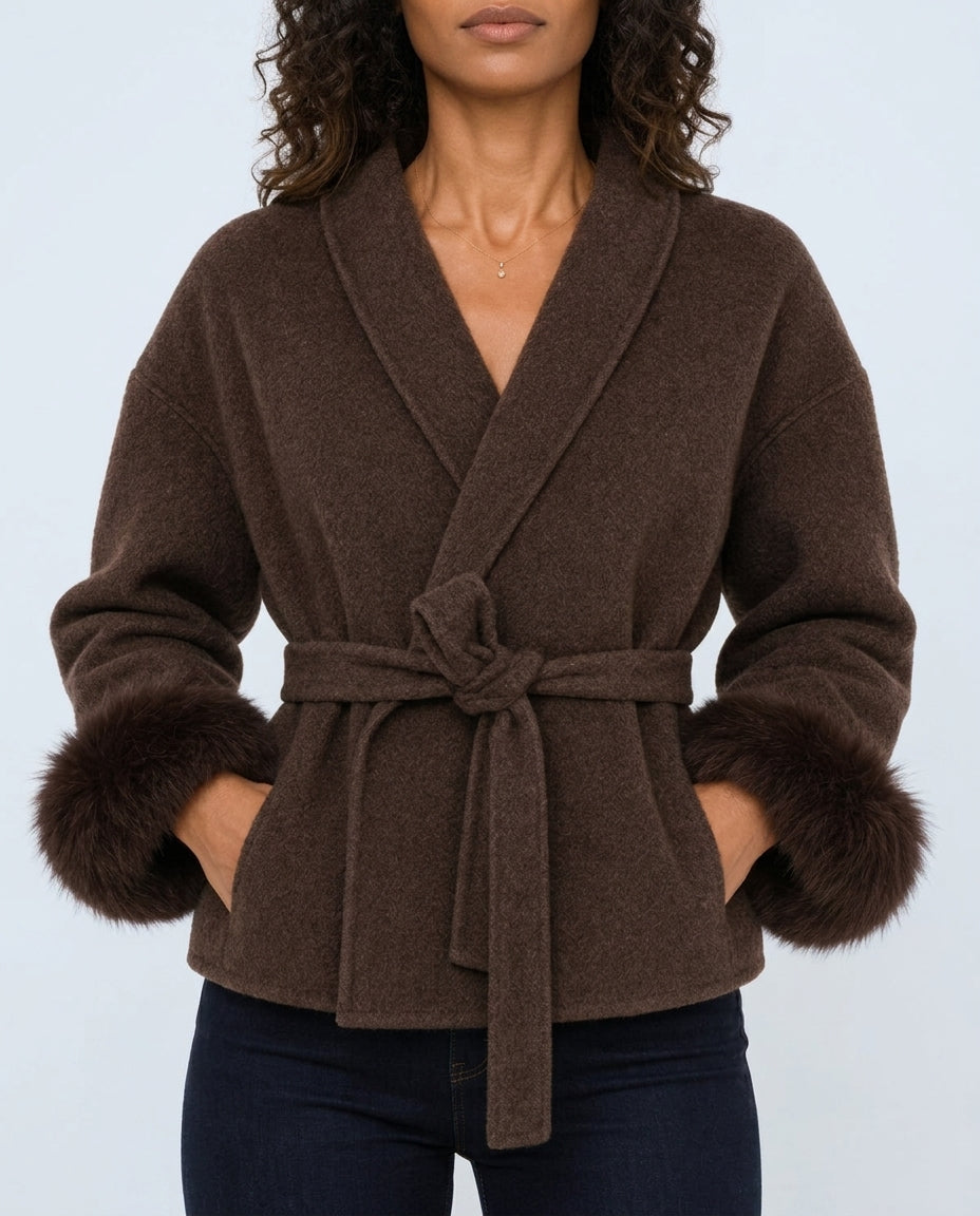 Eleanor Women's Wool Cropped Trench Coat