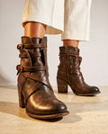 Genevieve Women's Distressed Leather Ankle Boots