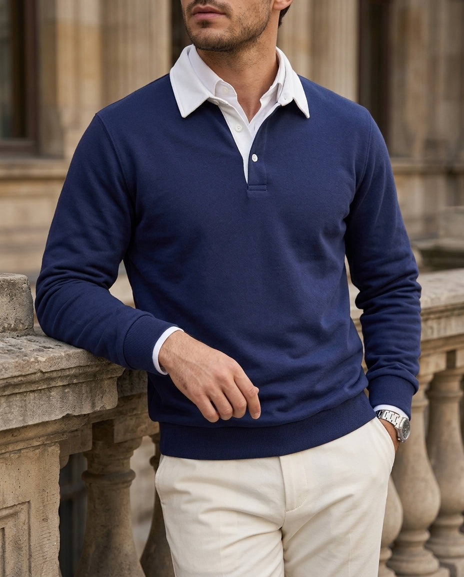 Sinclair Men's Contrast Collar Polo Sweater