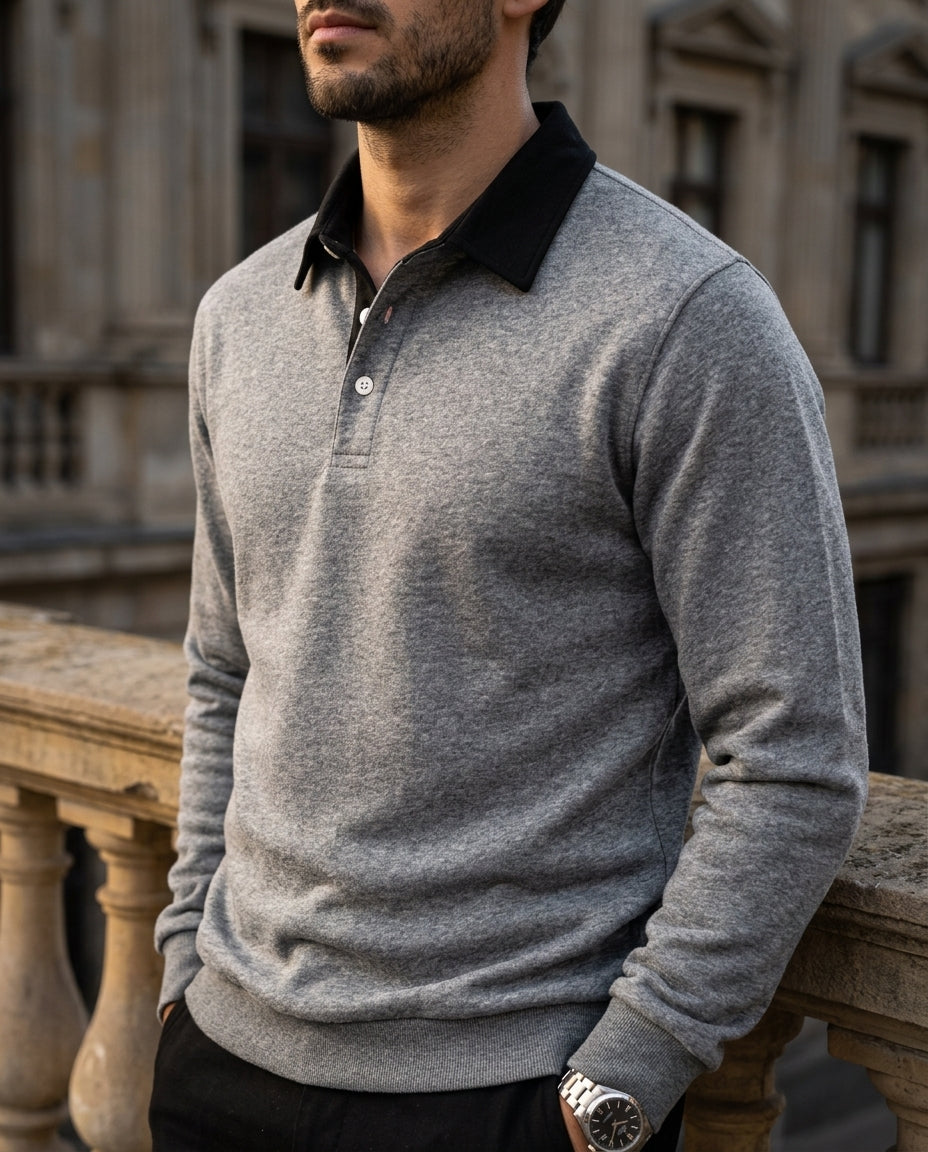 Sinclair Men's Contrast Collar Polo Sweater