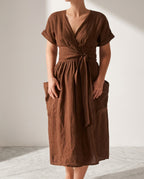 Charlotte Women's Linen Wrap Midi Dress