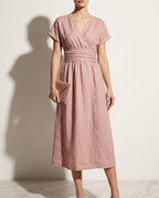 Charlotte Women's Linen Wrap Midi Dress