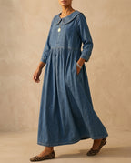 Collins Women's Denim Look Peter Pan Dress