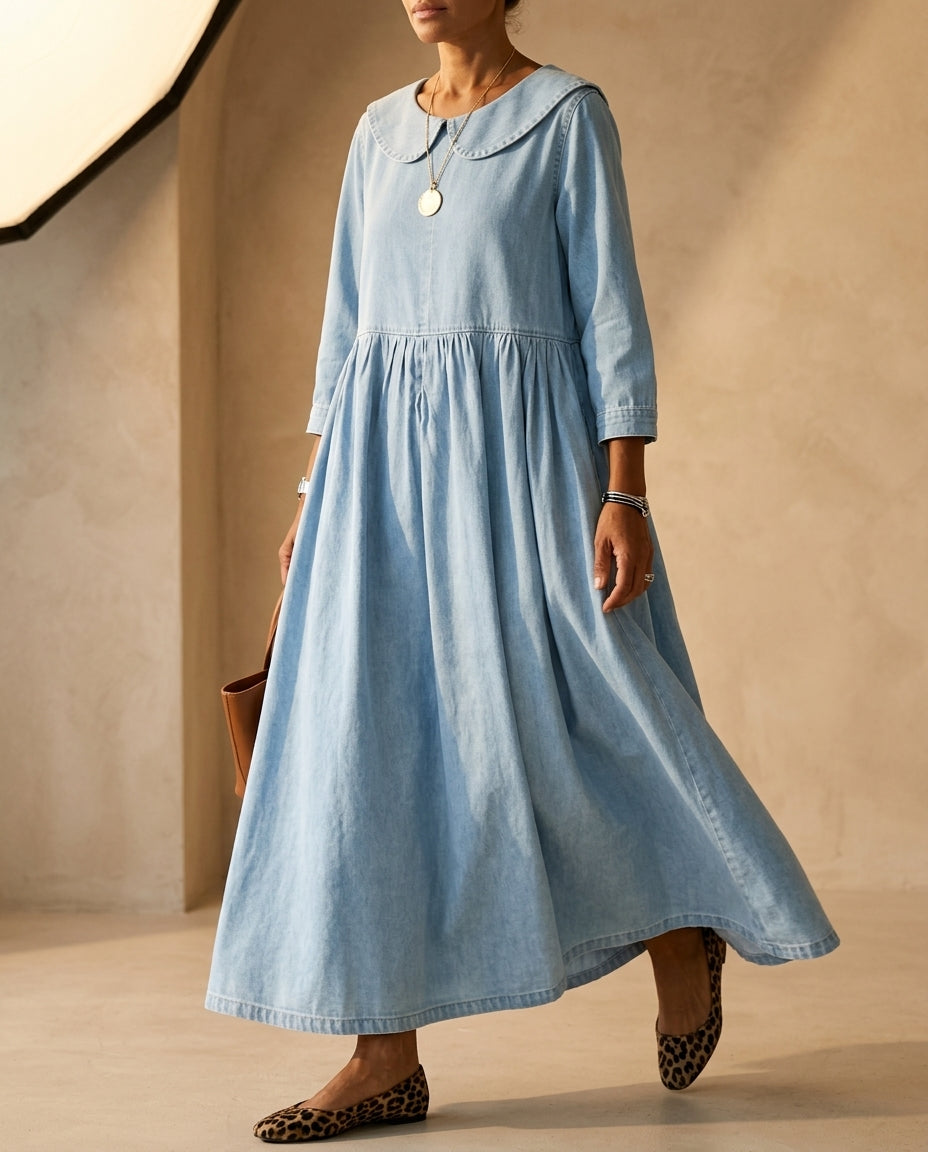 Collins Women's Denim Look Peter Pan Dress