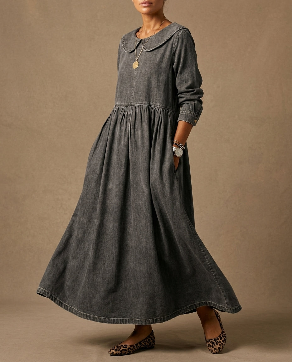 Collins Women's Denim Look Peter Pan Dress