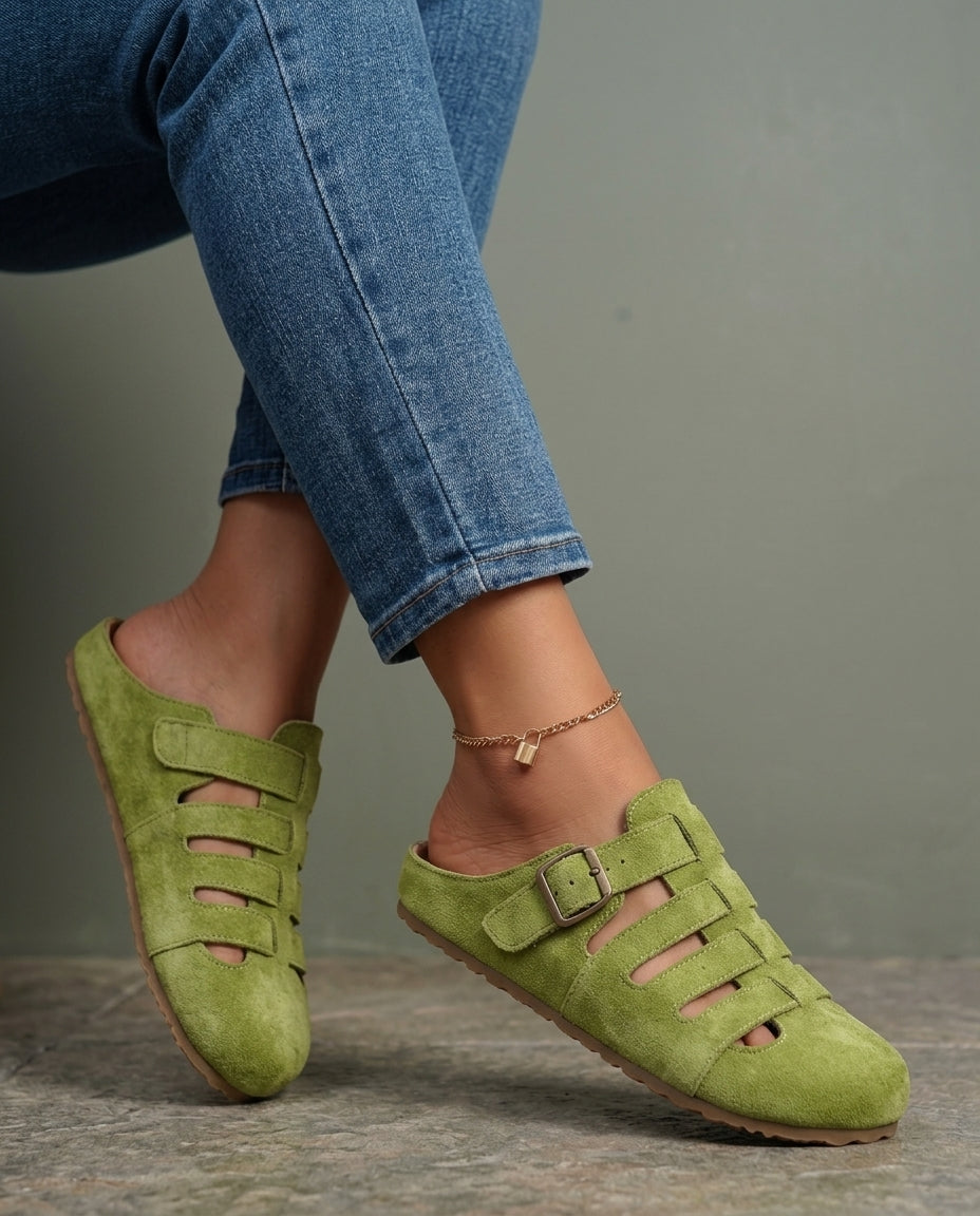 Hadley Women's Suede Buckle Mule Sandals