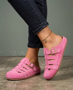 Hadley Women's Suede Buckle Mule Sandals
