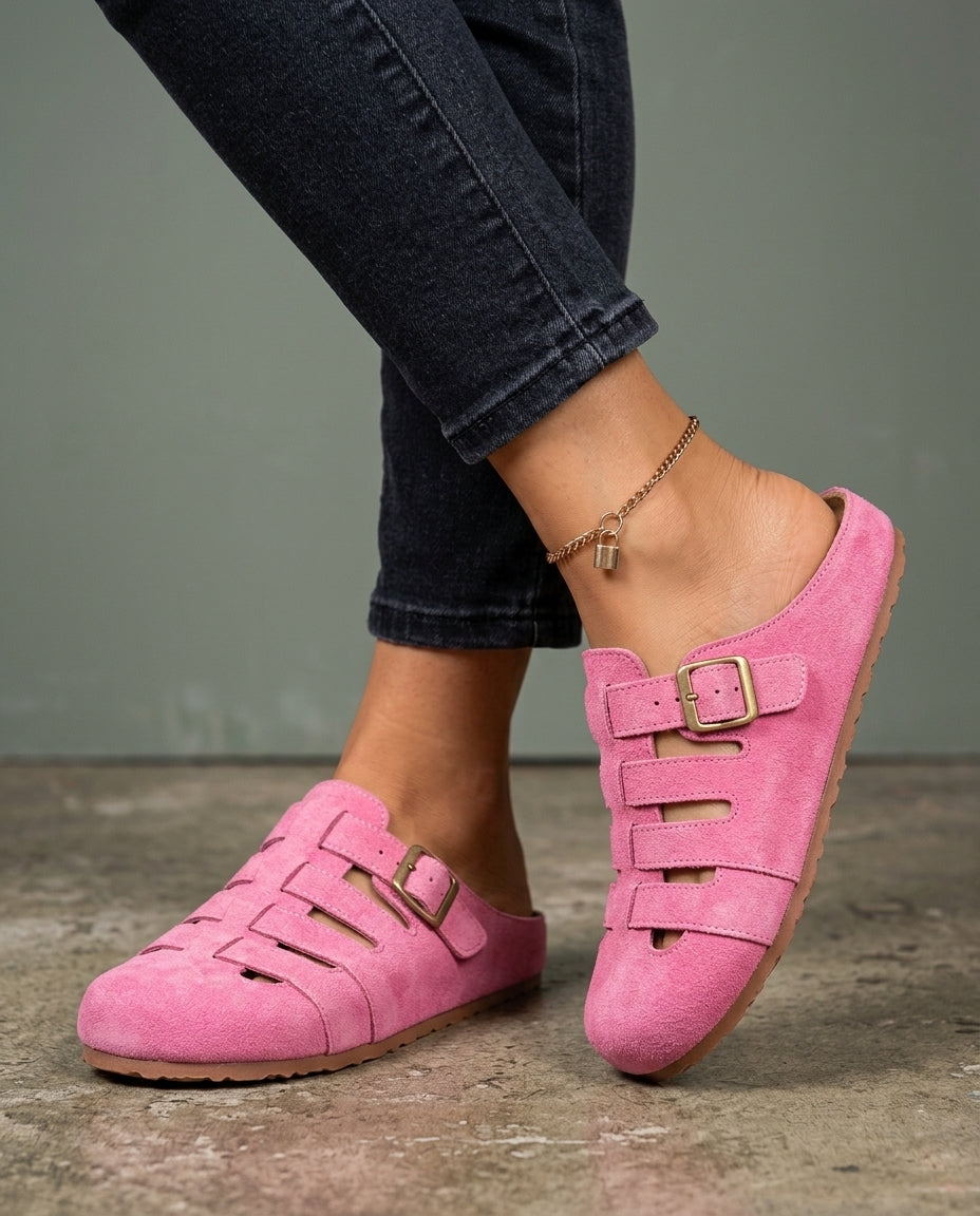 Hadley Women's Suede Buckle Mule Sandals