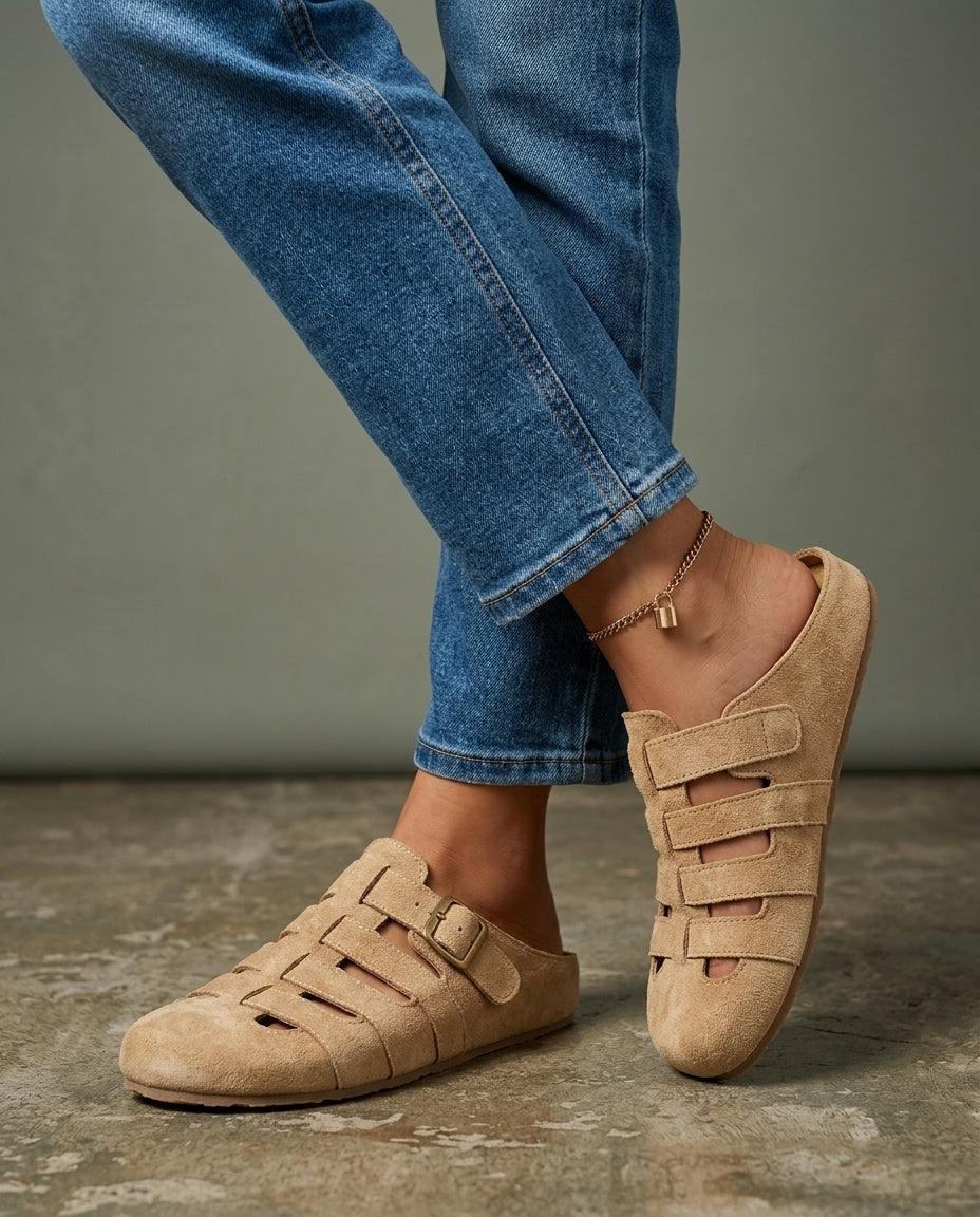 Hadley Women's Suede Buckle Mule Sandals