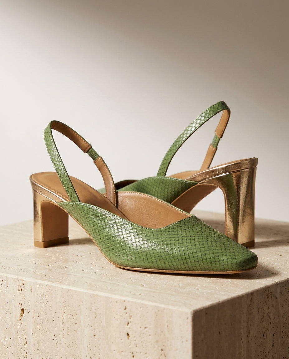 Sinclair Women's Snake Embossed Slingback Heels