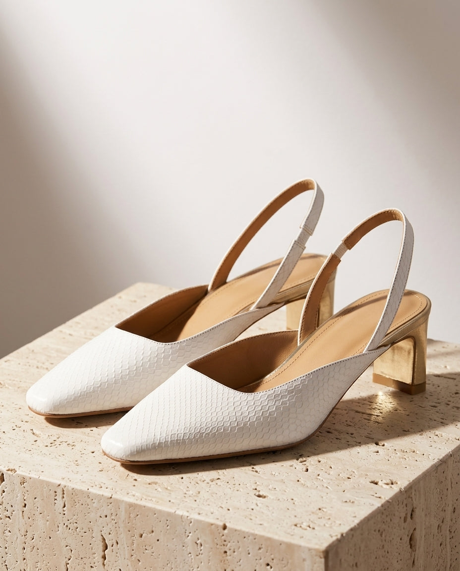 Sinclair Women's Snake Embossed Slingback Heels